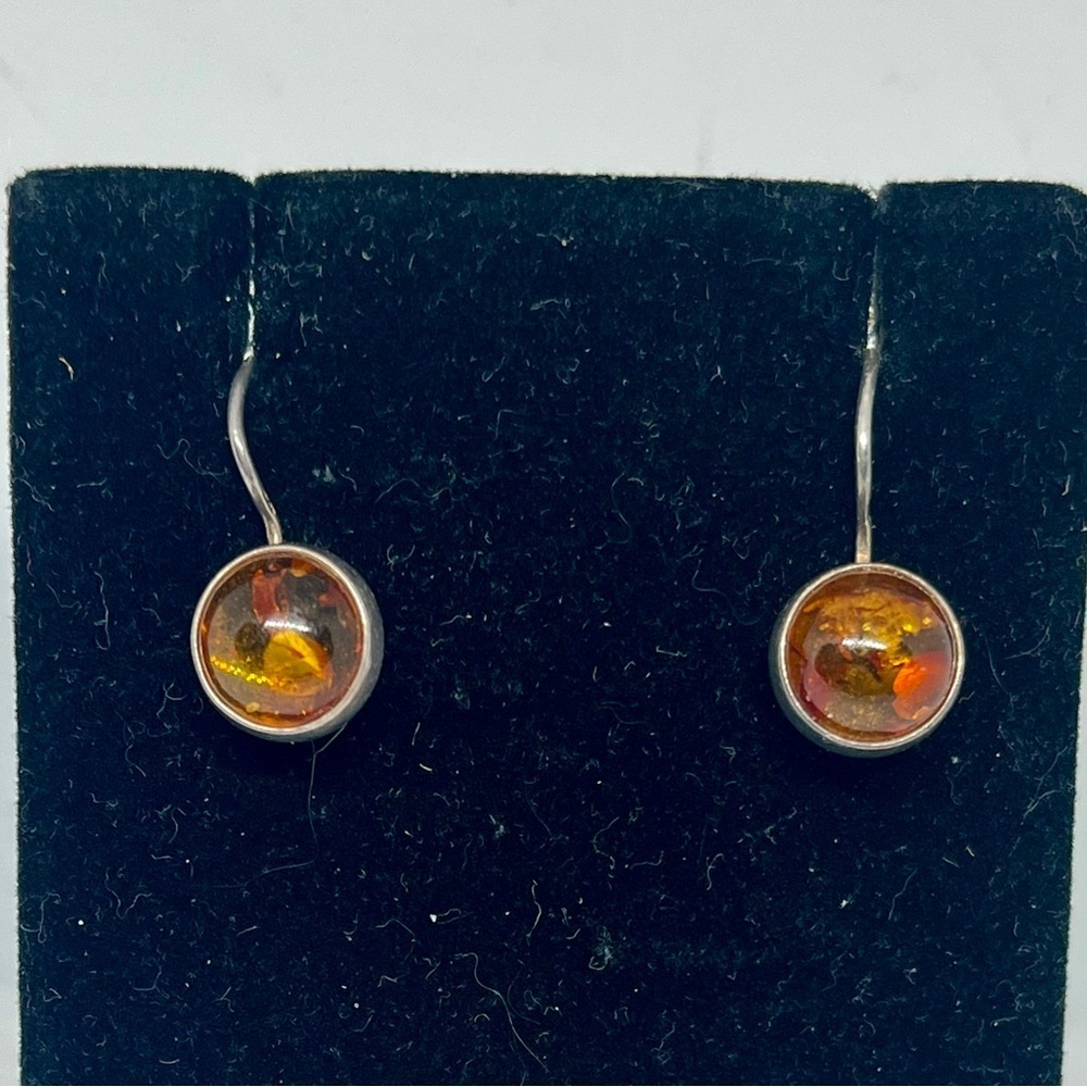 Sterling Silver Baltic Amber Drop Earrings